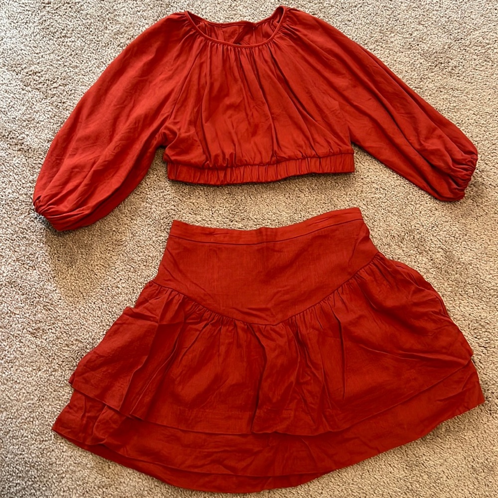Burnt orange skirt and top set from Shein